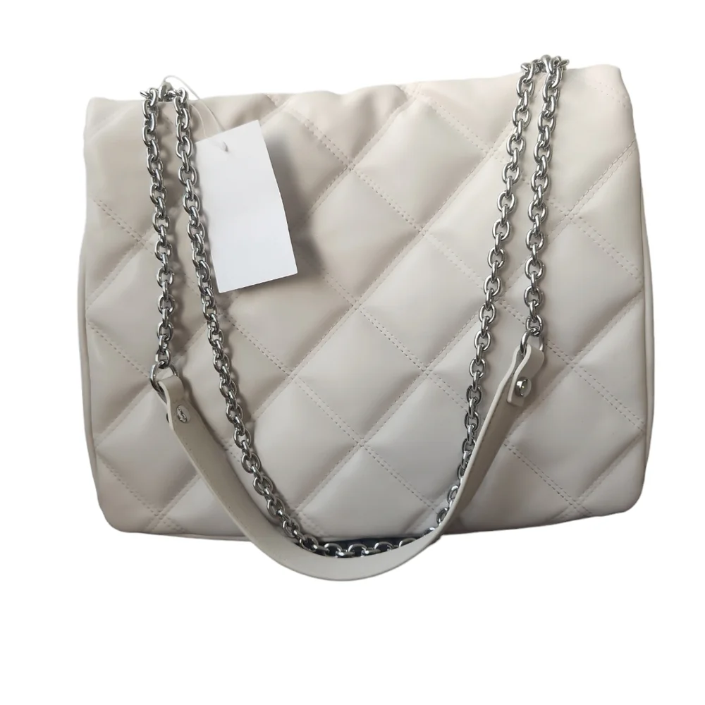 H&M Quilted Shoulder Bag Woman Beich - Picture 5 of 5